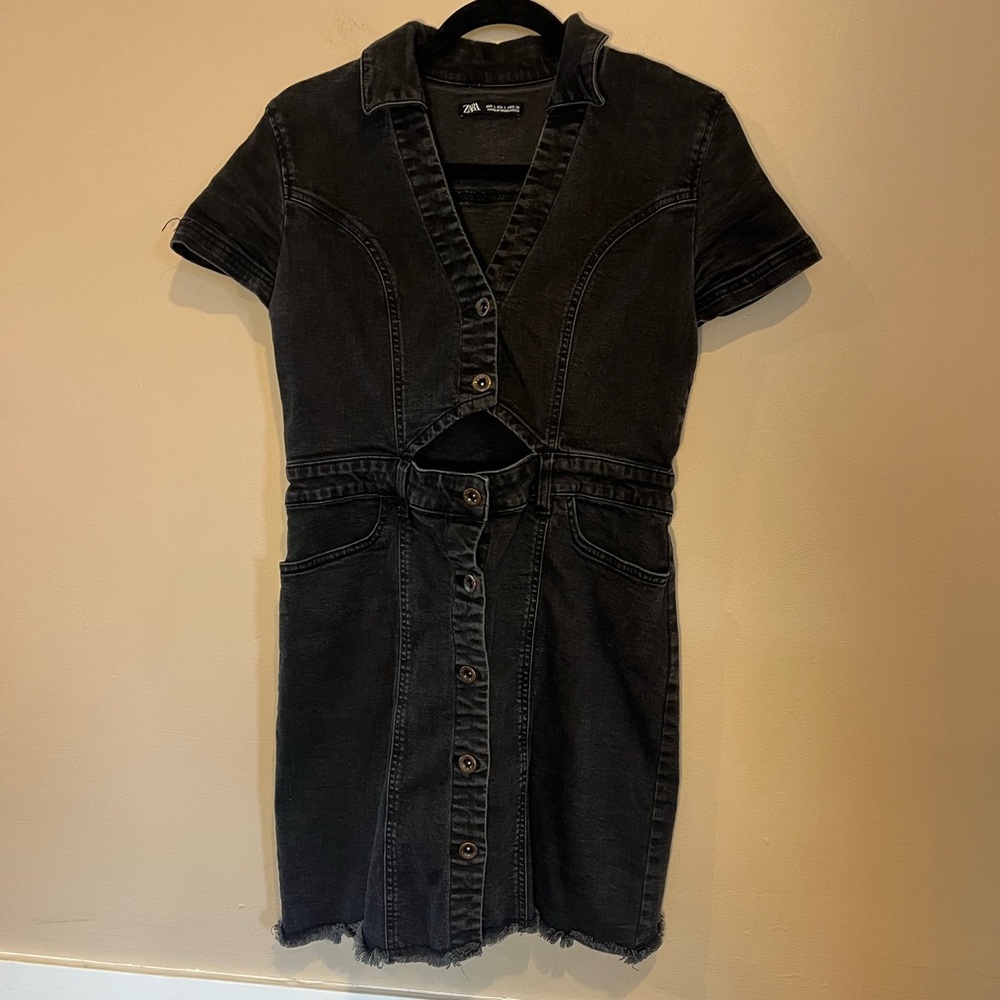 Zara Black Denim Mini Dress